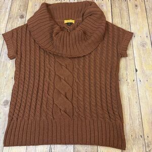 St John Sweater Cowl Neck Womens Small Short Sleeve Cable Knit